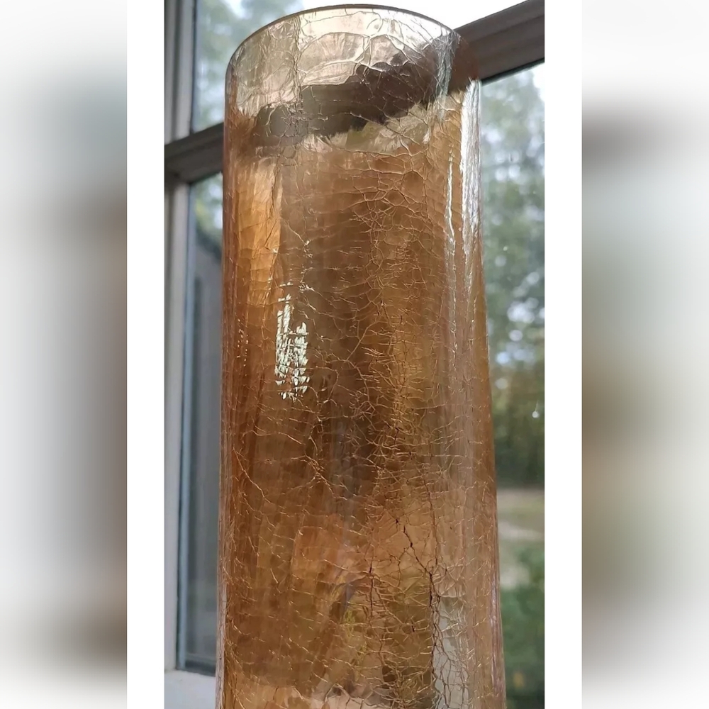 Vintage Cylinder Peach Crackle Glass Hurricane Chimney Shade 8.5" x 3.5" - Picture 6 of 7